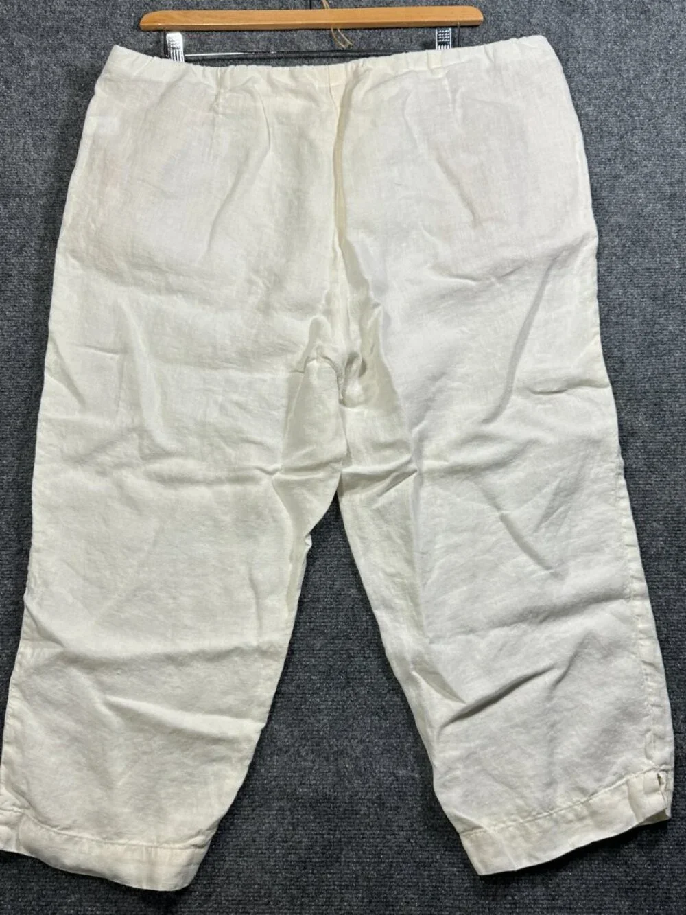 J Jill Pants Womens XL Love Linen Ivory Flat Front Pull On Elastic Waist Pockets - Picture 6 of 7